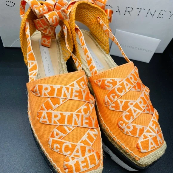🎊Host Pick🪅Stella McCartney Women’s Gaia Canvas Espadrilles Size 38 AUTHENTIC - Picture 3 of 8